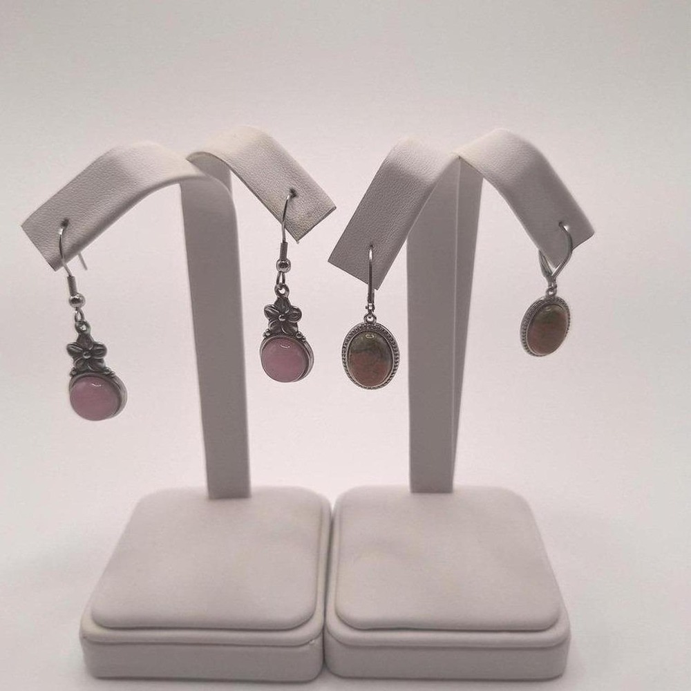 Rose quartz and unakite earrings set stainless steel hook